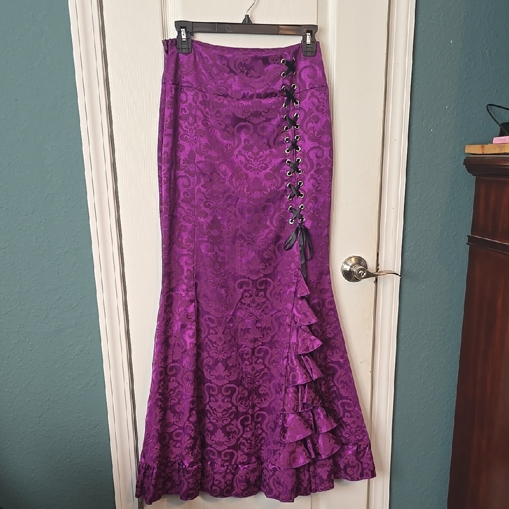 Elegant Purple Lace-Up Skirt